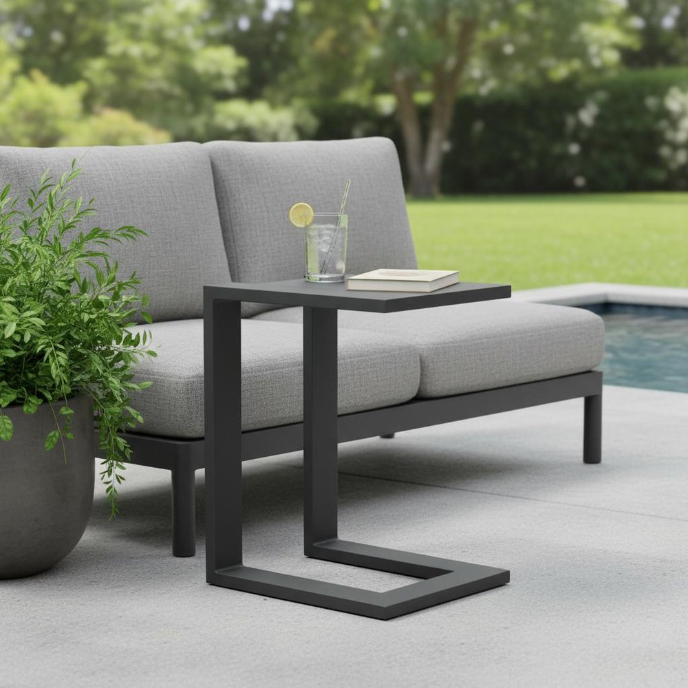18" Black Aluminum Outdoor Patio Side Table