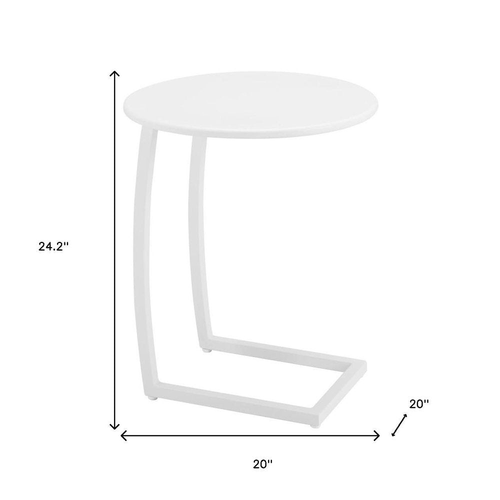 20" White Aluminum Round Outdoor Patio Side Table
