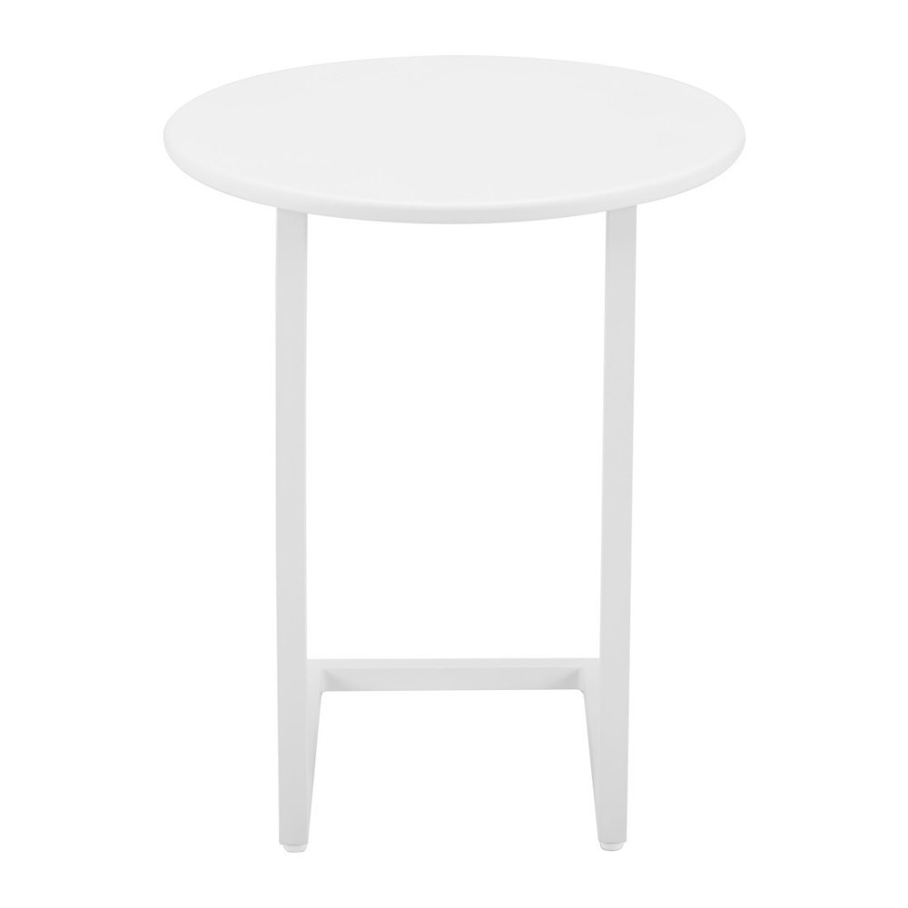 20" White Aluminum Round Outdoor Patio Side Table