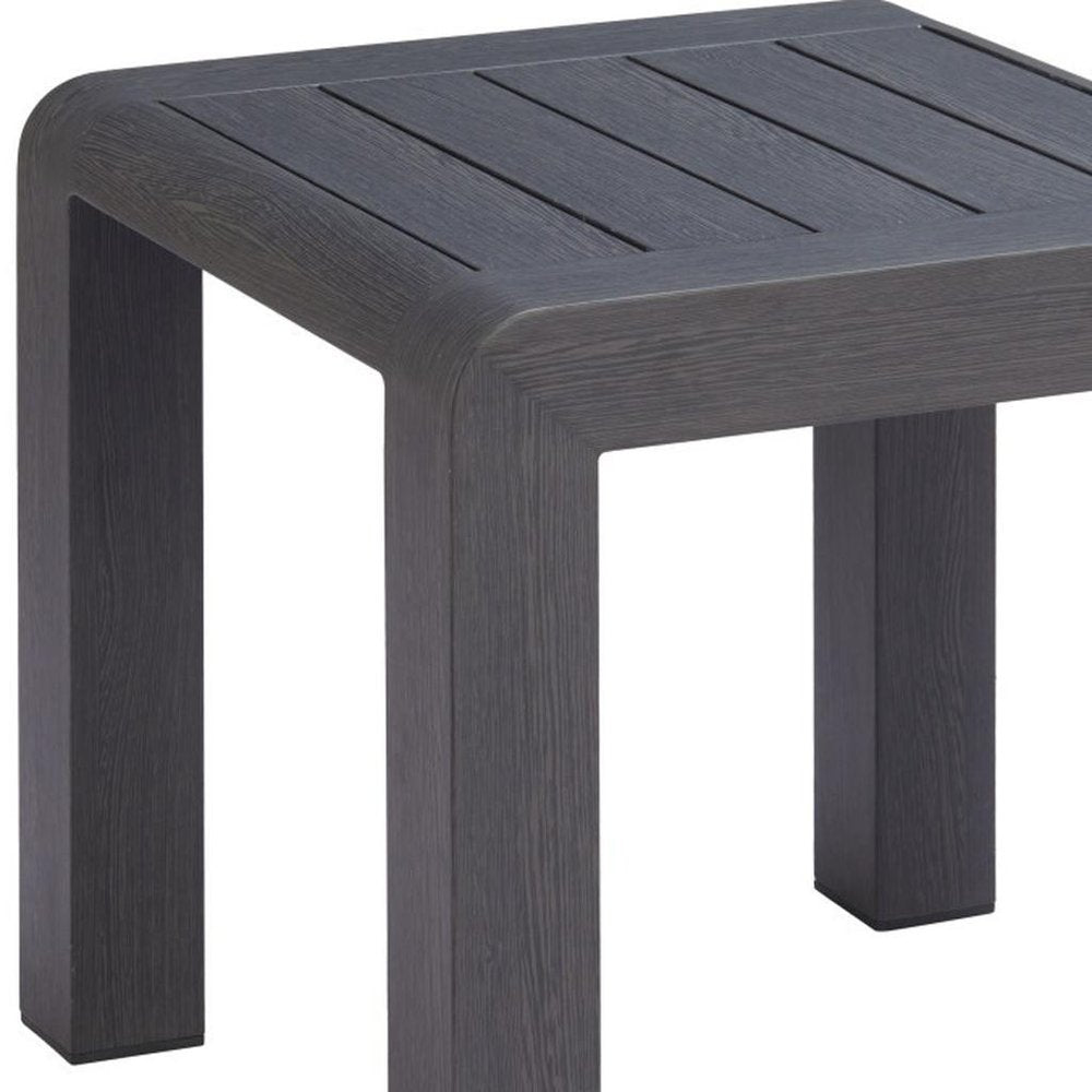 23" Black Aluminum Square Outdoor Patio Side Table