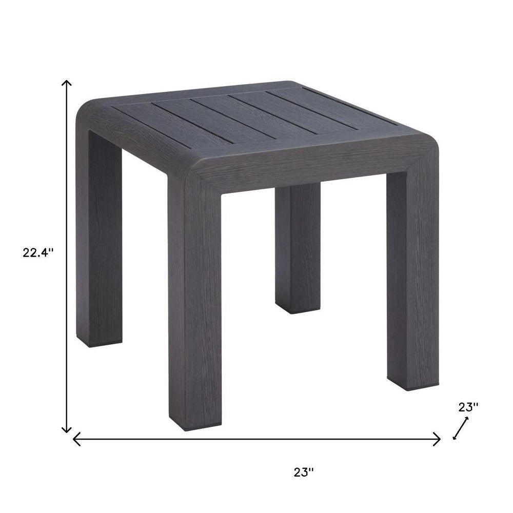23" Black Aluminum Square Outdoor Patio Side Table