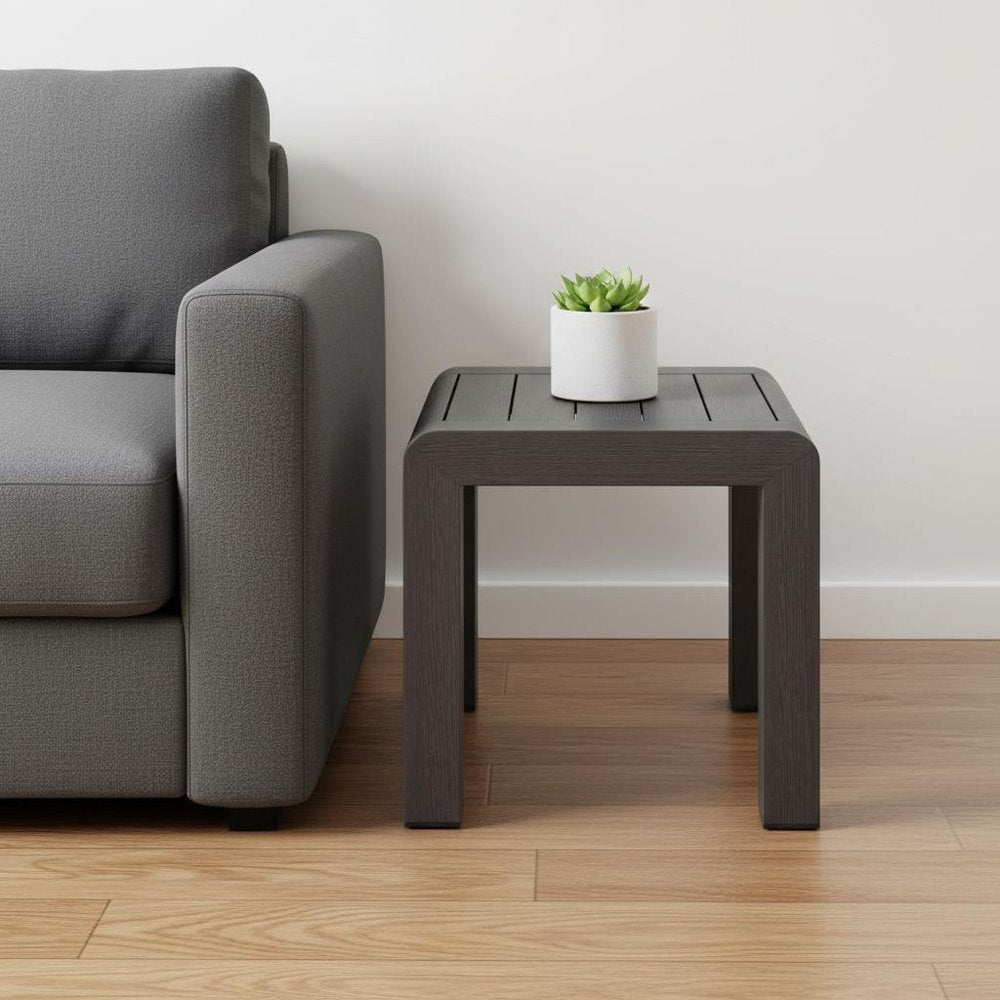 23" Black Aluminum Square Outdoor Patio Side Table