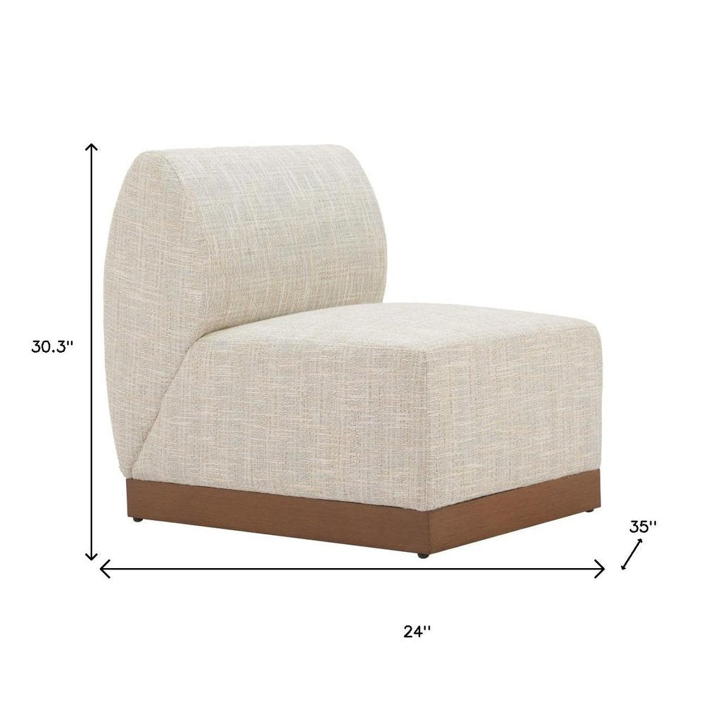 24" Beige Aluminum Outdoor Patio Accent Chair