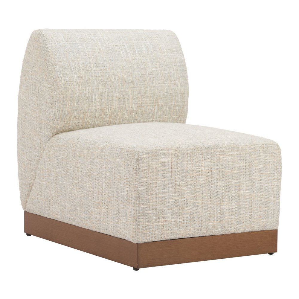 24" Beige Aluminum Outdoor Patio Accent Chair