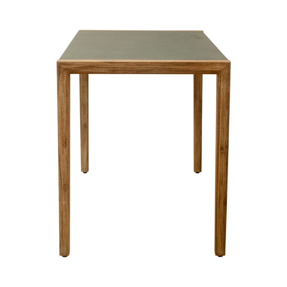56" Gray & Natural Faux Concrete & Solid Wood Outdoor Patio Bar Table