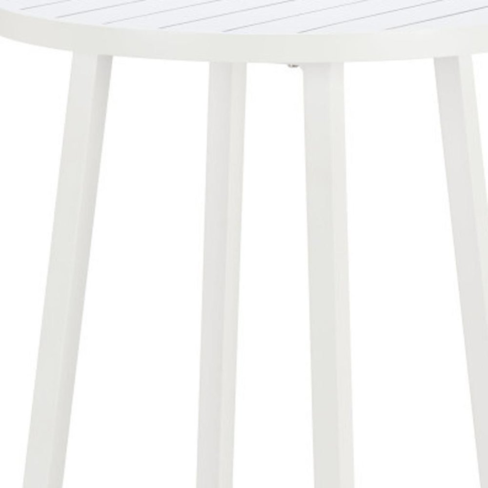 24" White Aluminum Slat Rounded Outdoor Patio Bar Table