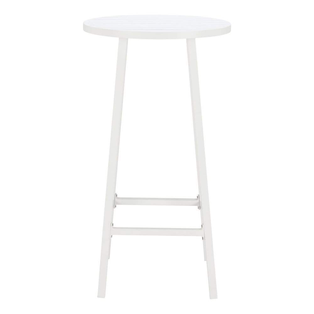 24" White Aluminum Slat Rounded Outdoor Patio Bar Table