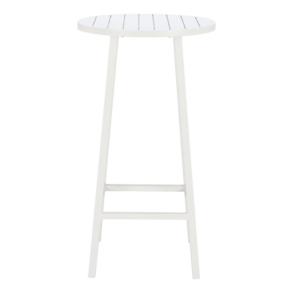 24" White Aluminum Slat Rounded Outdoor Patio Bar Table