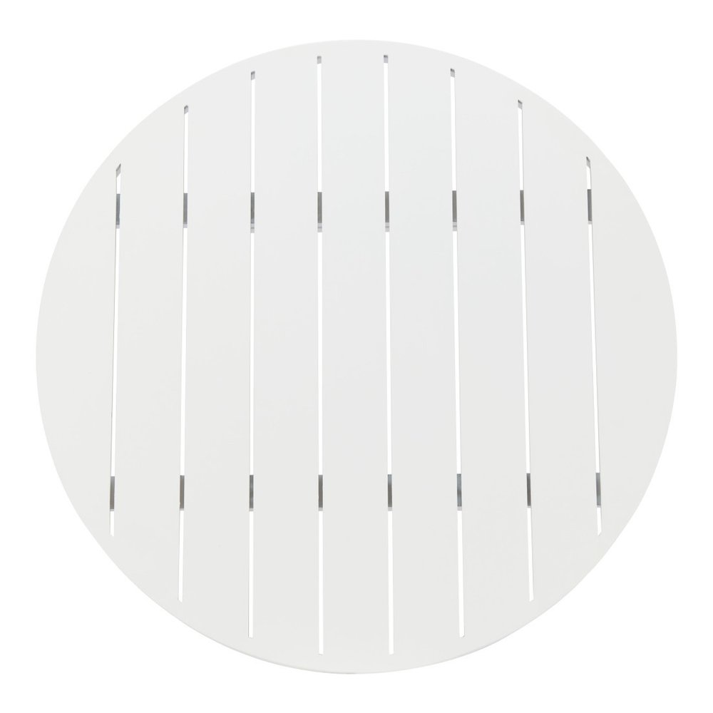 24" White Aluminum Slat Rounded Outdoor Patio Bar Table