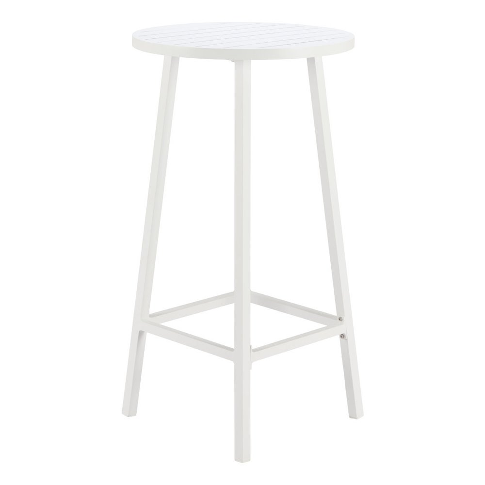 24" White Aluminum Slat Rounded Outdoor Patio Bar Table
