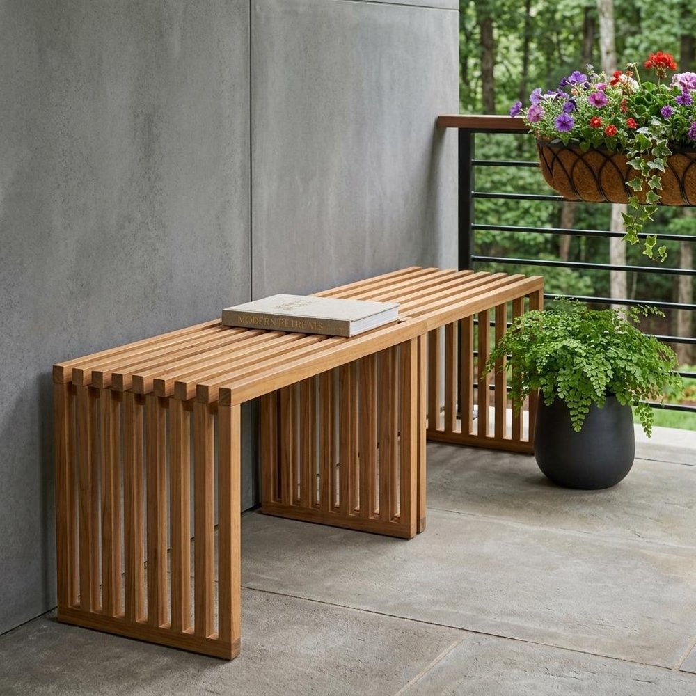 54" Natural Acacia Solid Wood Extendable Garden Patio Outdoor Garden Bench