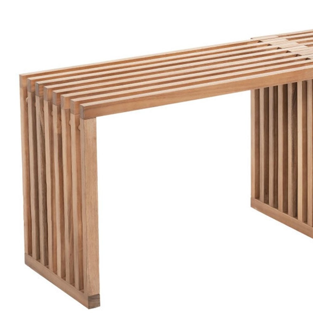 54" Natural Acacia Solid Wood Extendable Garden Patio Outdoor Garden Bench
