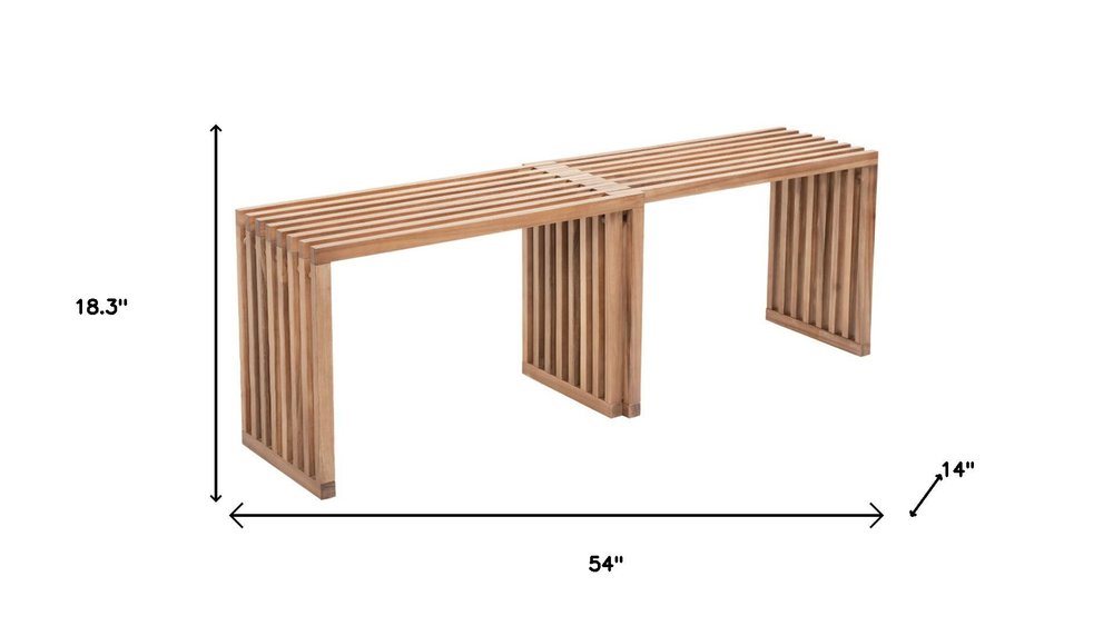 54" Natural Acacia Solid Wood Extendable Garden Patio Outdoor Garden Bench