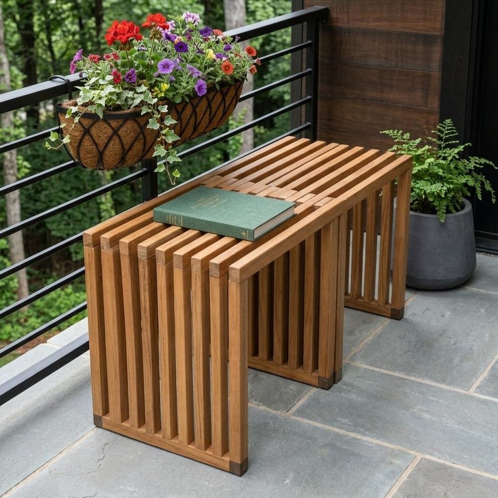 27" Natural Solid Wood Extendable Indoor/Outdoor Bench