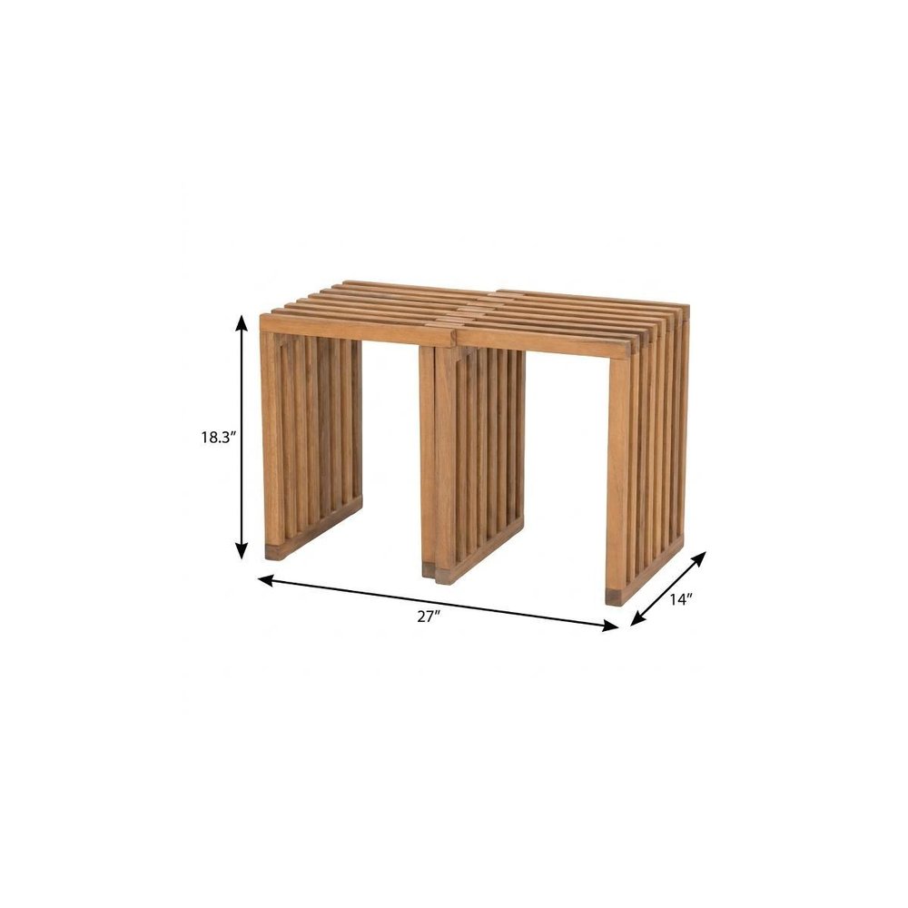 27" Natural Solid Wood Extendable Indoor/Outdoor Bench