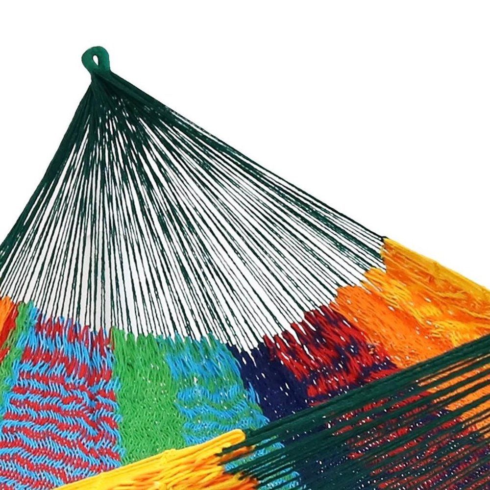 Green Red & Yellow Striped Double Hammock - Outdoor Patio Hammock