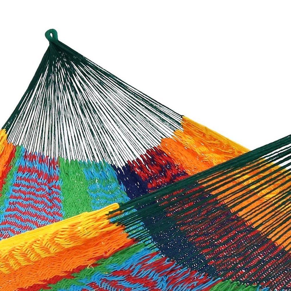 Green Red & Yellow Striped Double Hammock - Outdoor Patio Hammock