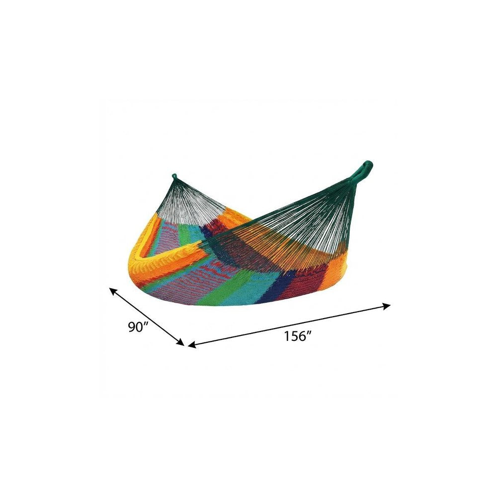 Green Red & Yellow Striped Double Hammock - Outdoor Patio Hammock