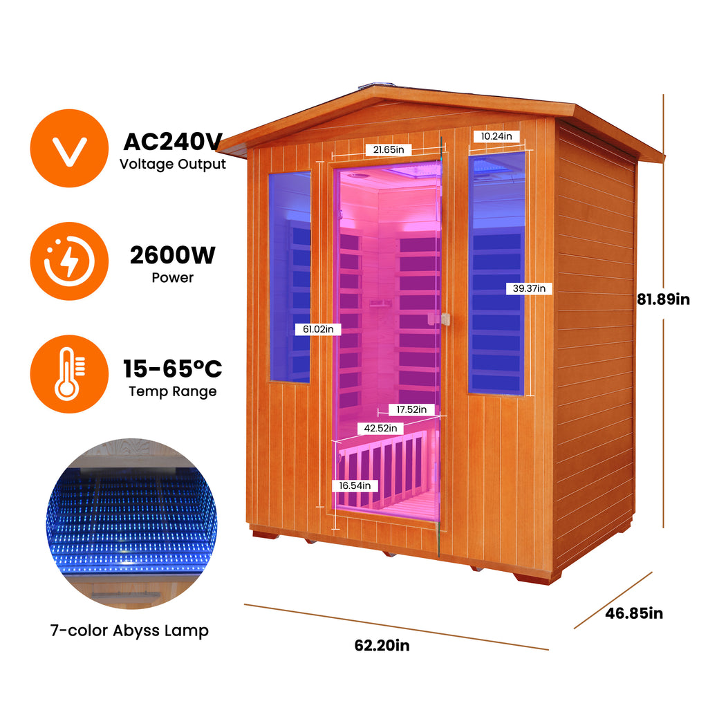 3-4-Person Outdoor Sauna - Backyard Wellness Room