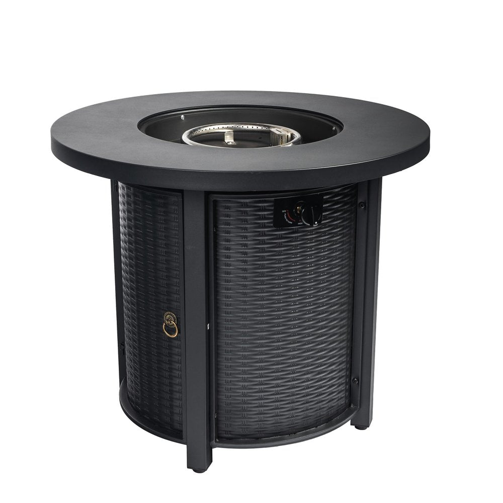 50,000 BTU 30" Black Steel Propane Round Outdoor Fire Pit