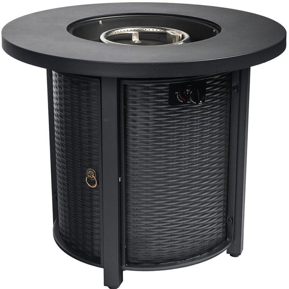 50,000 BTU 30" Black Steel Propane Round Outdoor Fire Pit
