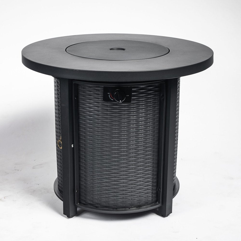 50,000 BTU 30" Black Steel Propane Round Outdoor Fire Pit