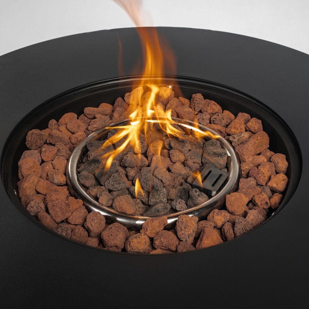 50,000 BTU 30" Black Steel Propane Round Outdoor Fire Pit