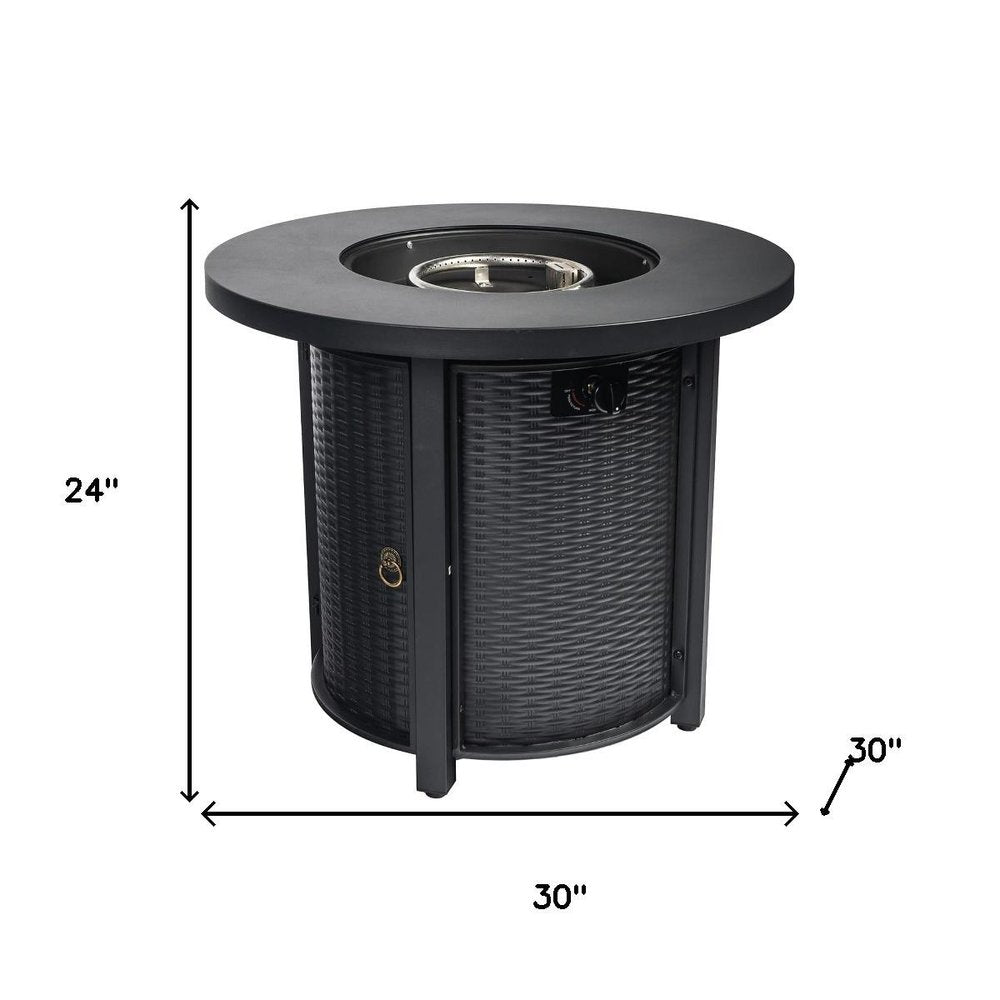 50,000 BTU 30" Black Steel Propane Round Outdoor Fire Pit