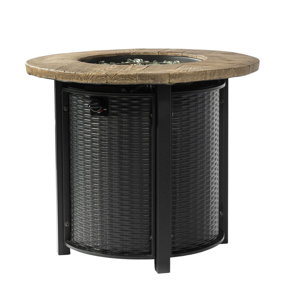 50,000 BTU 30" Black & Brown Steel Propane Round Outdoor Fire Pit