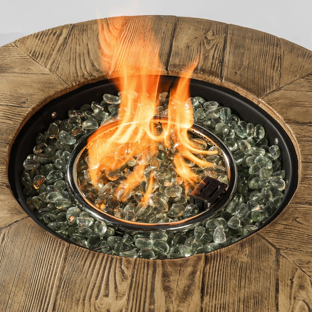 50,000 BTU 30" Black & Brown Steel Propane Round Outdoor Fire Pit