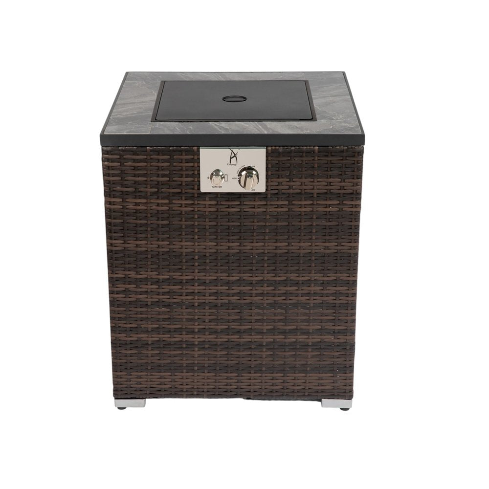 50,000 BTU 24" Espresso Wicker Propane Rectangular Outdoor Fire Pit