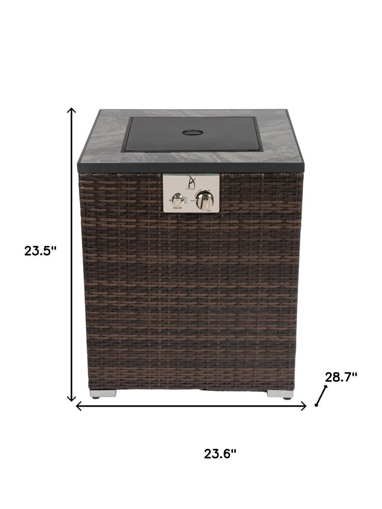 50,000 BTU 24" Espresso Wicker Propane Rectangular Outdoor Fire Pit