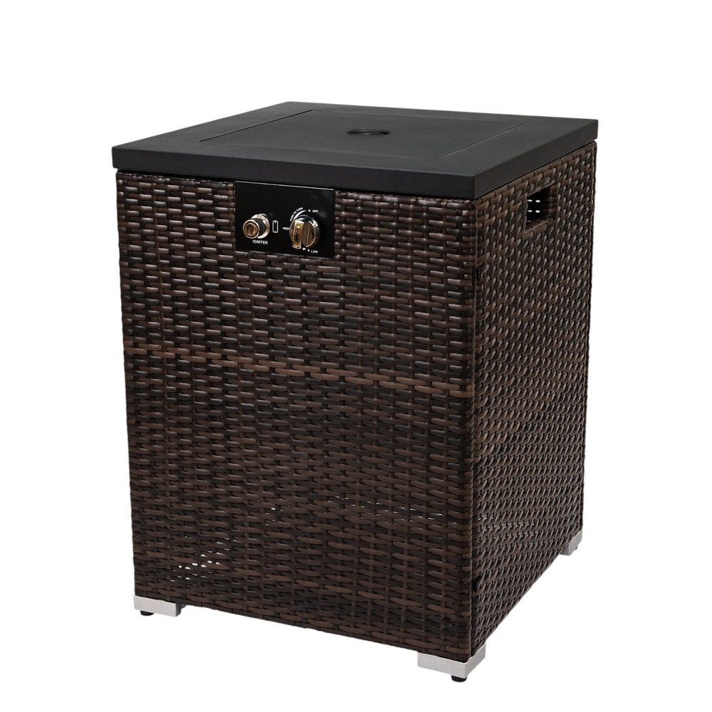 50,000 BTU 22" Brown Wicker Propane Rectangular Outdoor Fire Pit
