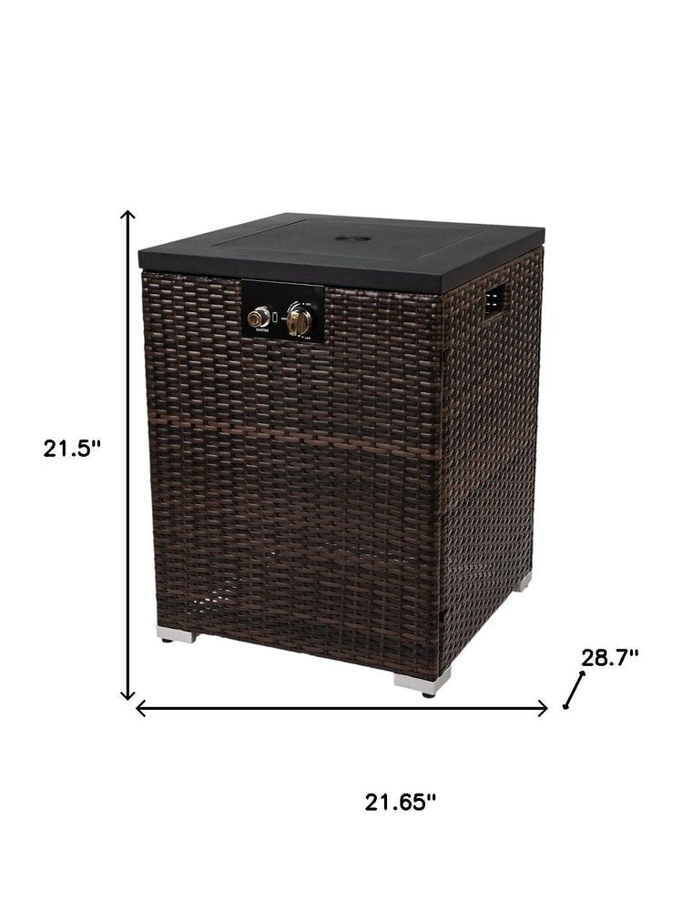 50,000 BTU 22" Brown Wicker Propane Rectangular Outdoor Fire Pit