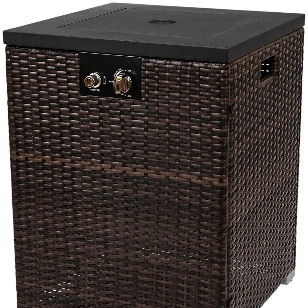 50,000 BTU 22" Brown Wicker Propane Rectangular Outdoor Fire Pit