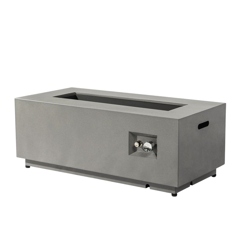 50,000 BTU 42" Gray Steel Propane Rectangular Outdoor Fire Pit with Cover