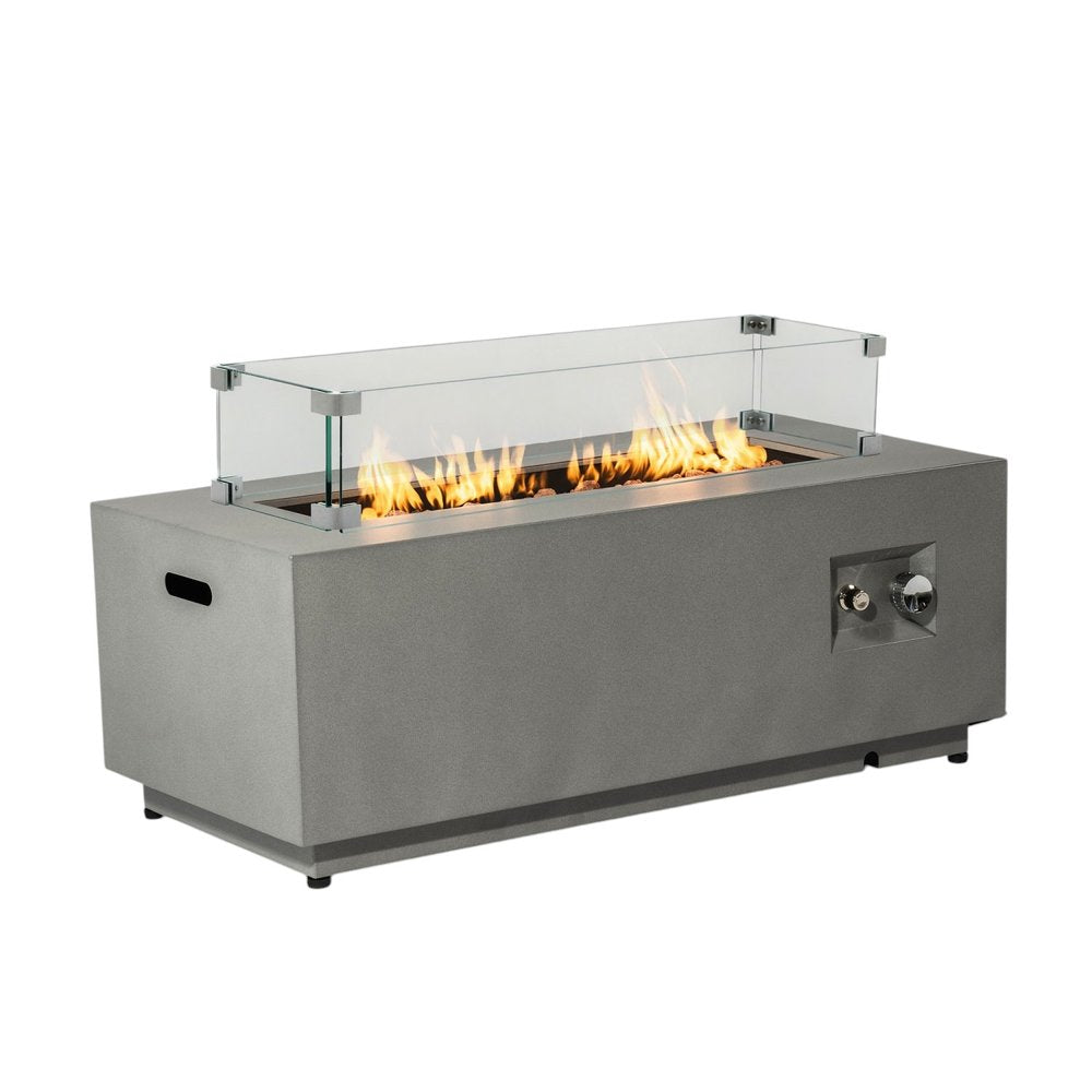 50,000 BTU 42" Gray Steel Propane Rectangular Outdoor Fire Pit with Cover