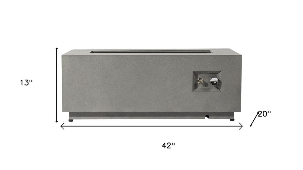 50,000 BTU 42" Gray Steel Propane Rectangular Outdoor Fire Pit with Cover