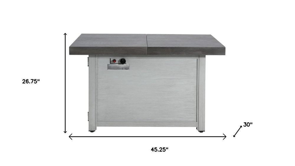 50,000 BTU 45" Gray Aluminum Propane Rectangular Outdoor Fire Pit with Cover