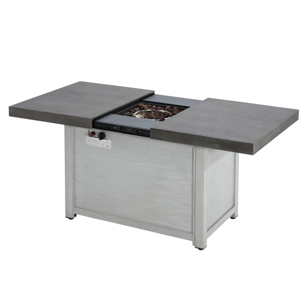 50,000 BTU 45" Gray Aluminum Propane Rectangular Outdoor Fire Pit with Cover