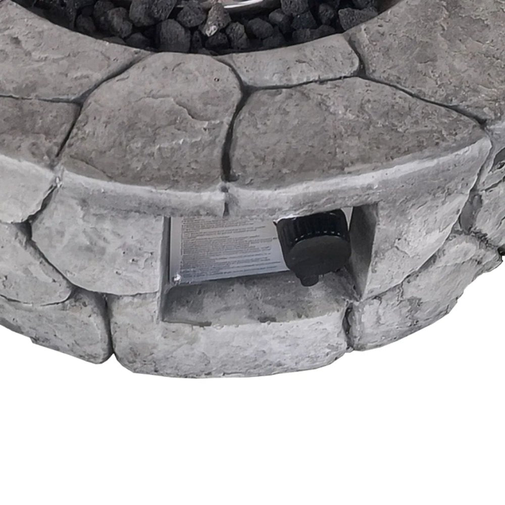 40,000 BTU 28" Gray Steel Propane Round Outdoor Fire Pit with Cover