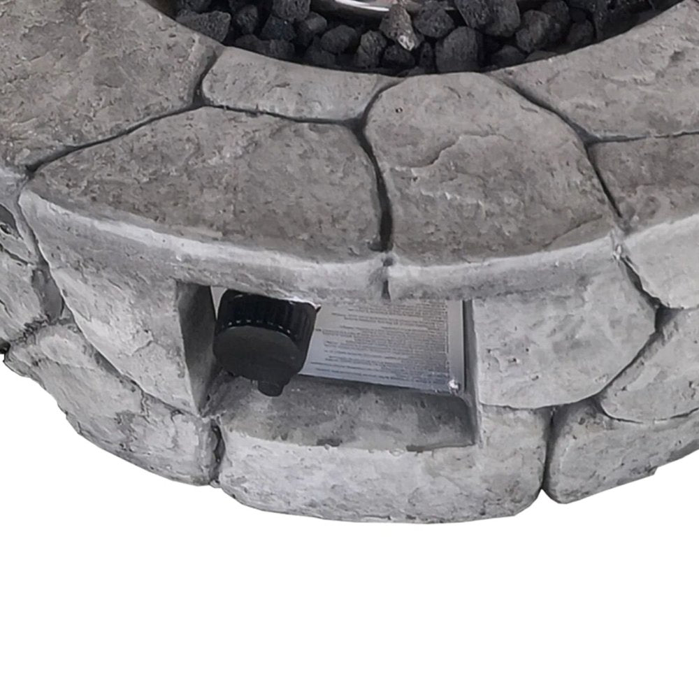 40,000 BTU 28" Gray Steel Propane Round Outdoor Fire Pit with Cover