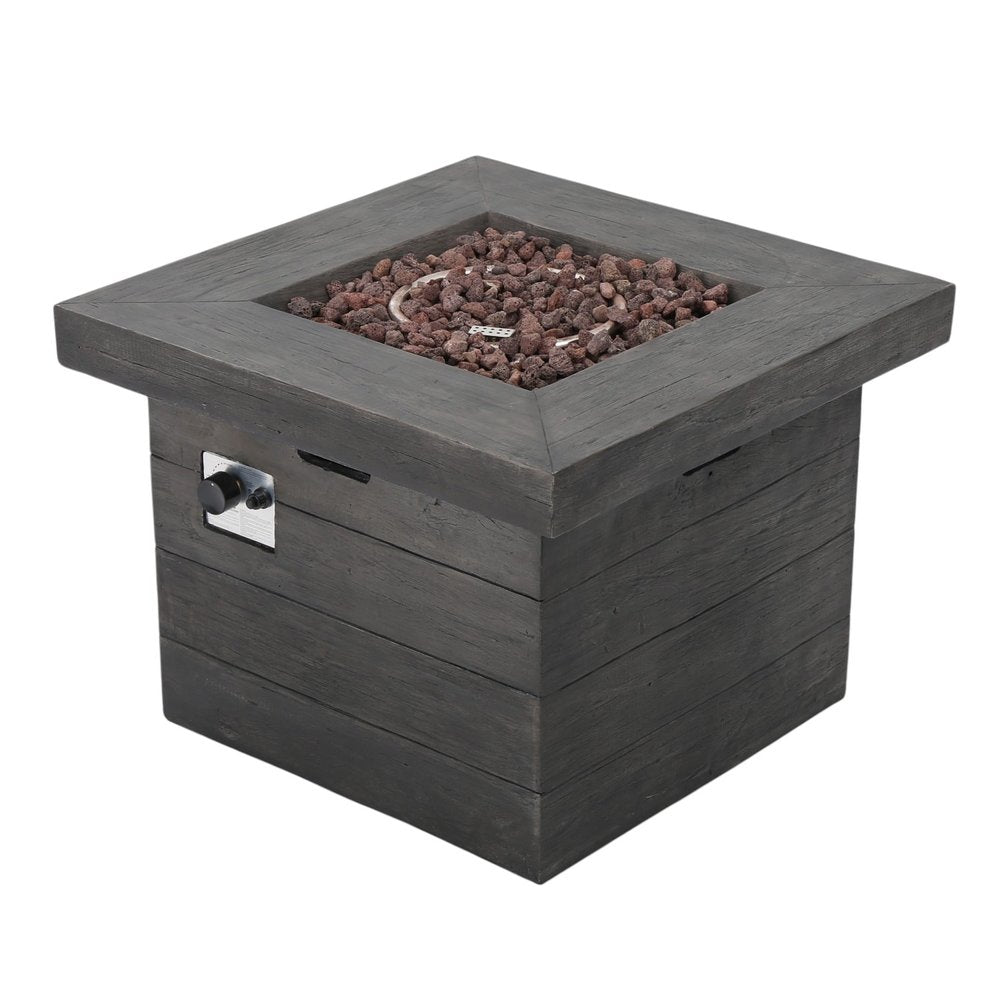 40,000 BTU 32" Gray Steel Propane Rectangular Outdoor Fire Pit with Cover