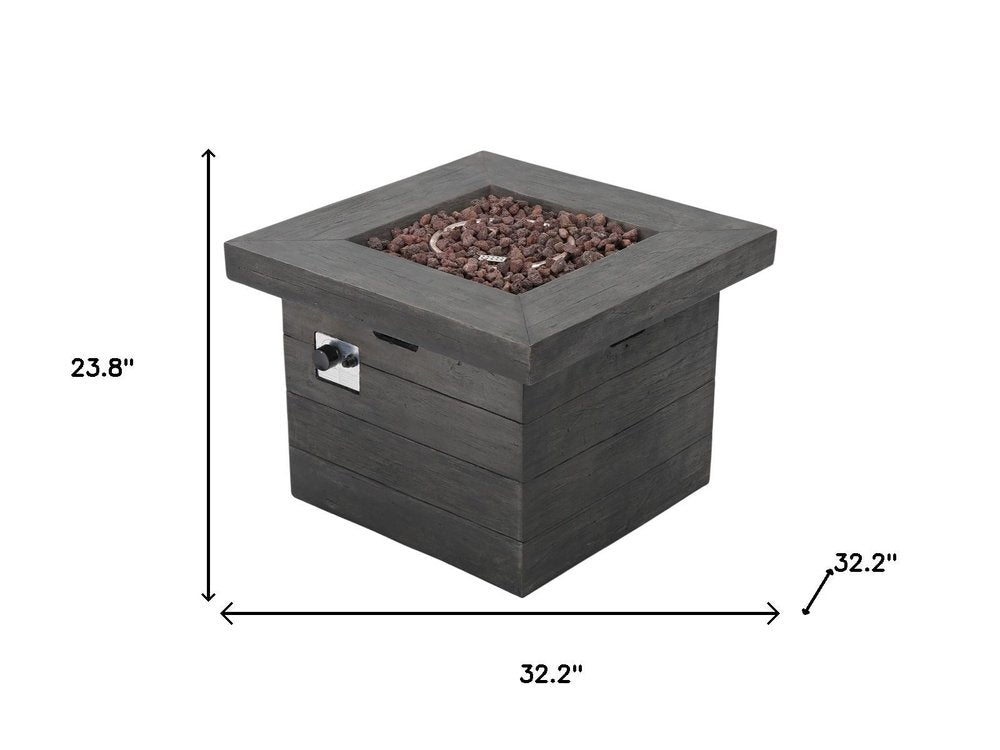 40,000 BTU 32" Gray Steel Propane Rectangular Outdoor Fire Pit with Cover