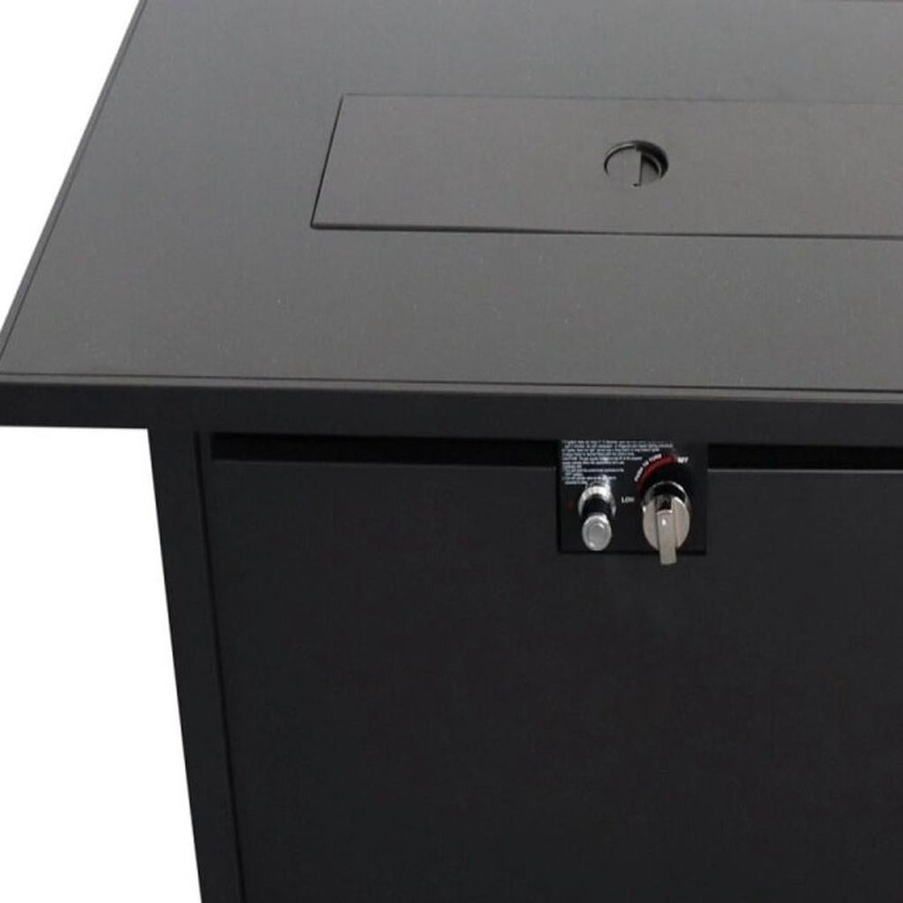 40,000 BTU 42" Black Steel Propane Rectangular Outdoor Fire Pit with Cover