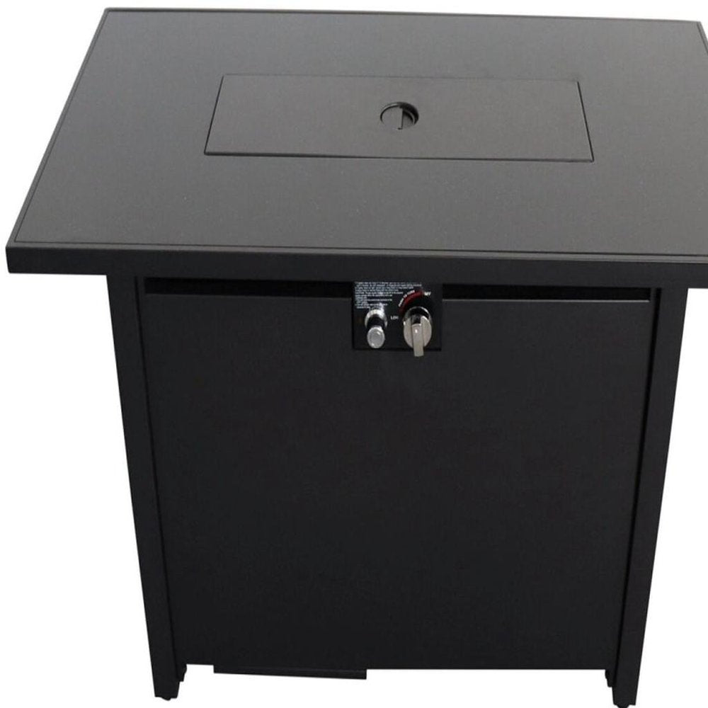 40,000 BTU 42" Black Steel Propane Rectangular Outdoor Fire Pit with Cover