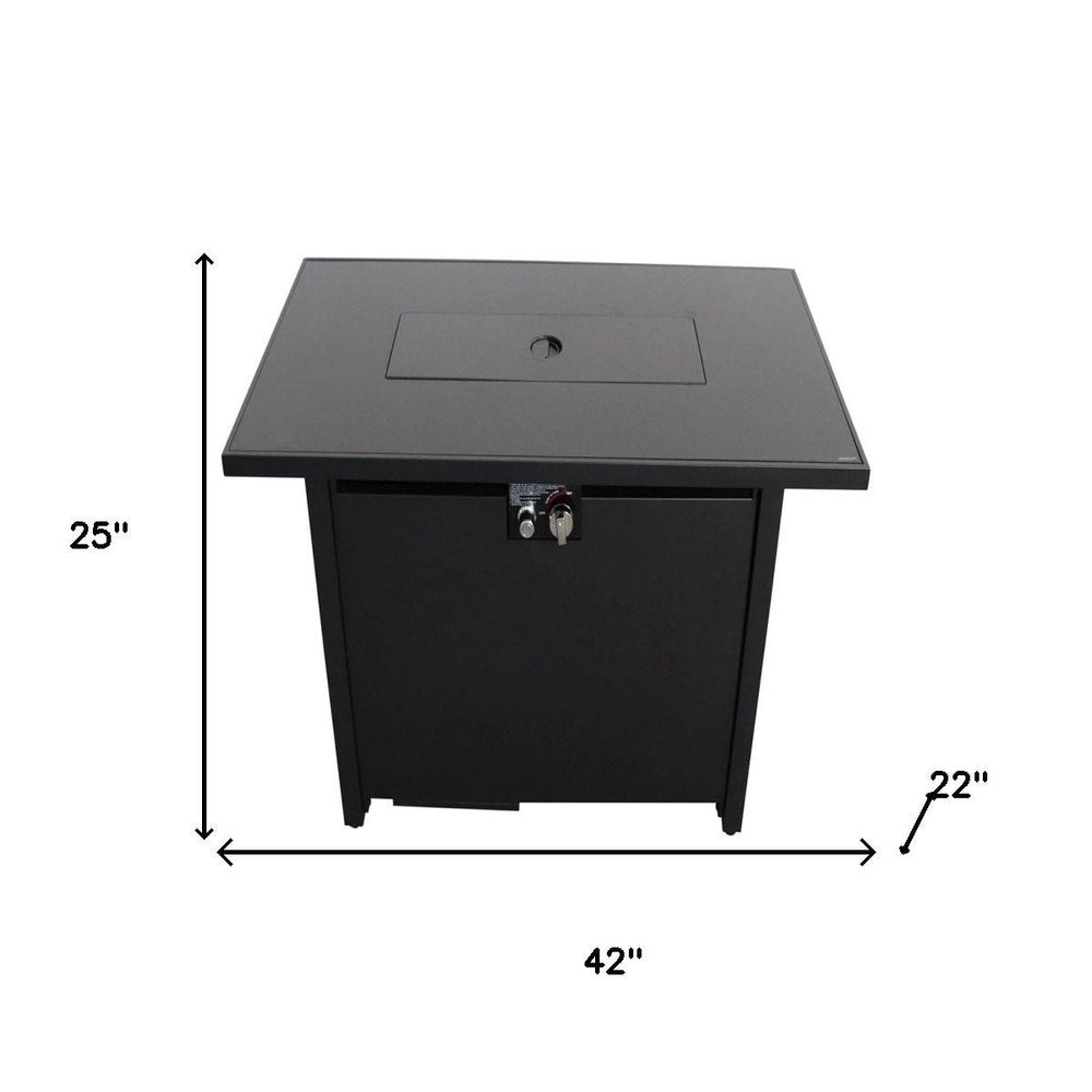 40,000 BTU 42" Black Steel Propane Rectangular Outdoor Fire Pit with Cover