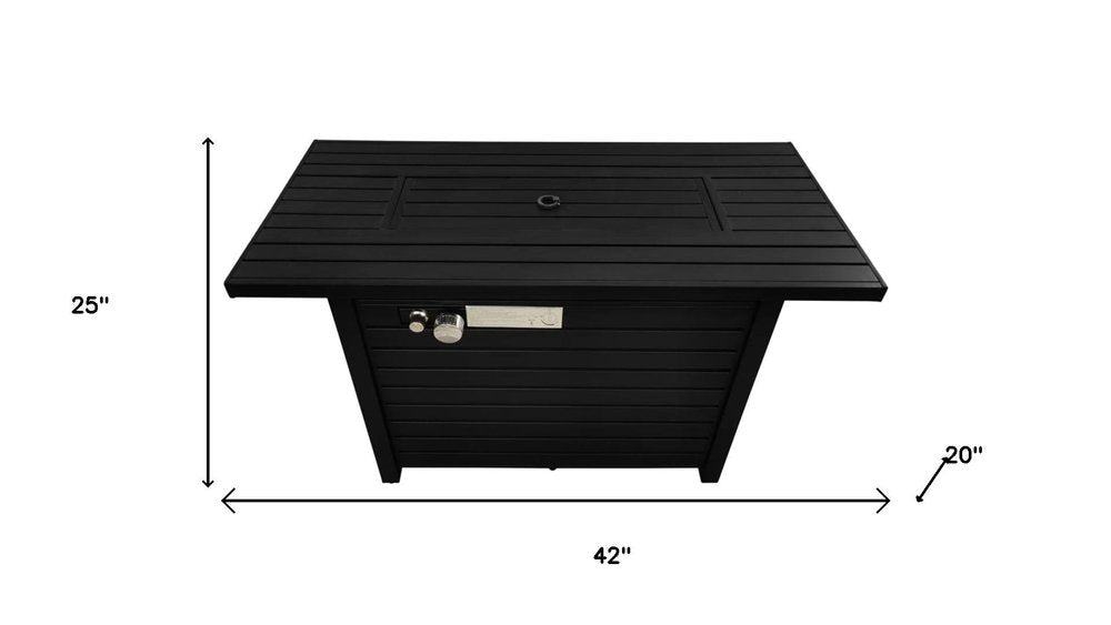 40,000 BTU 42" Black Steel Propane Rectangular Outdoor Fire Pit with Cover