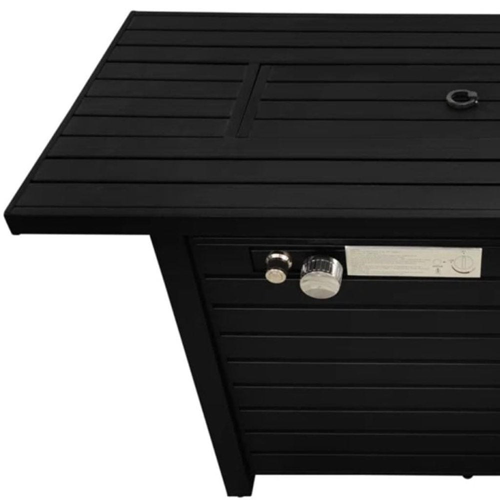 40,000 BTU 42" Black Steel Propane Rectangular Outdoor Fire Pit with Cover