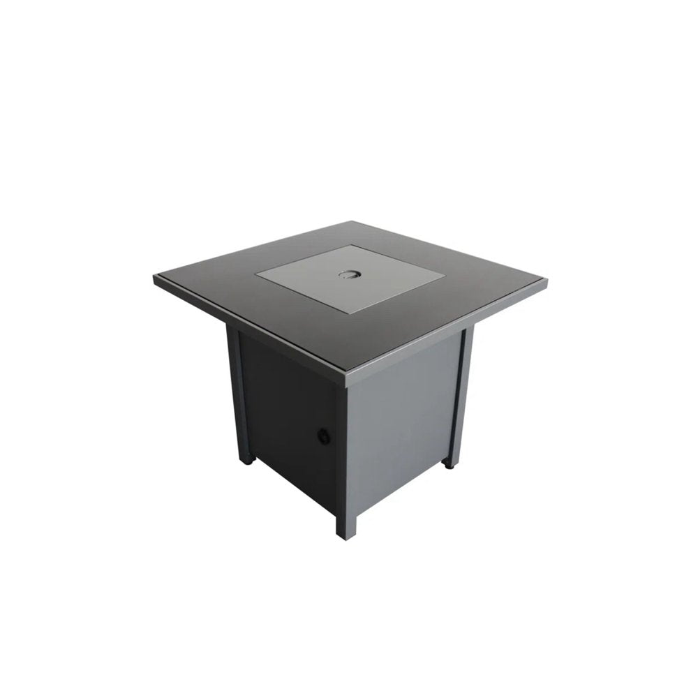 50,000 BTU 30" Black Steel Propane Square Outdoor Fire Pit with Cover